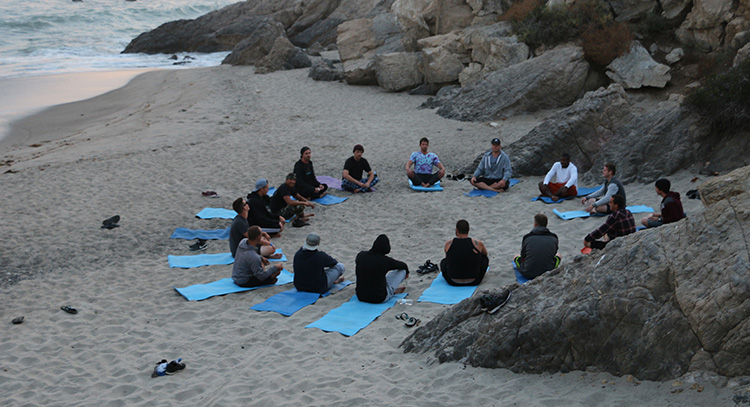 meditate on beach in SoCal