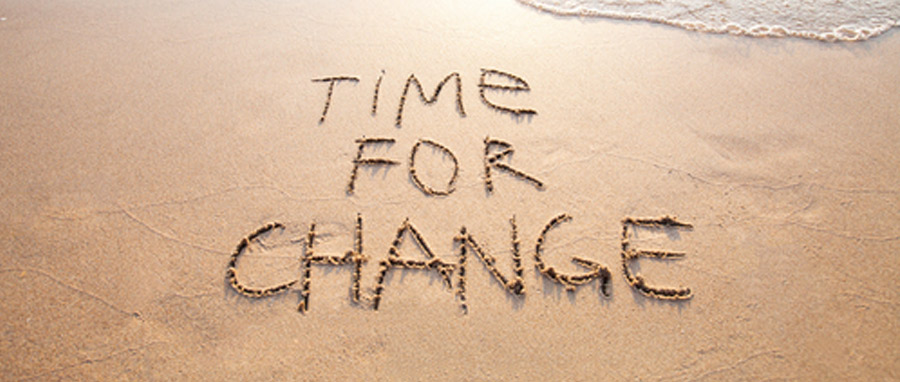 time for change written in the sand