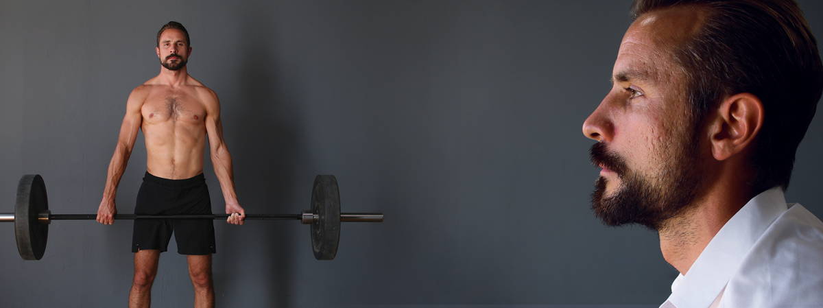 Sober man working out